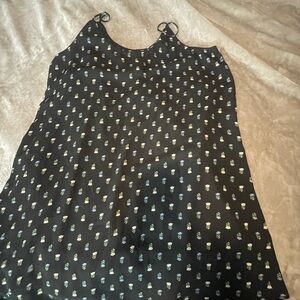 Blue Rain Black Midi Dress with Green and Blue Accents